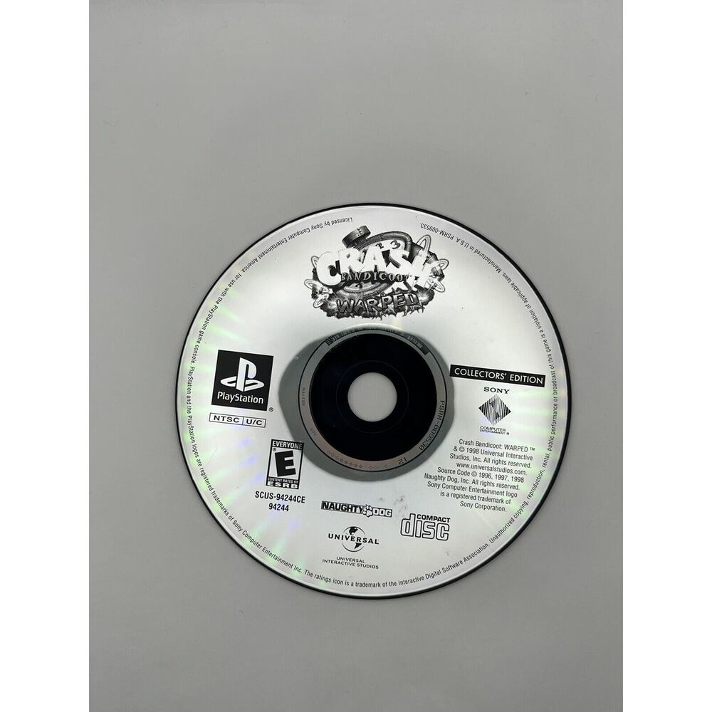 Crash Bandicoot Warped PlayStation PS1 Collectors Edition - Disc Only - Tested